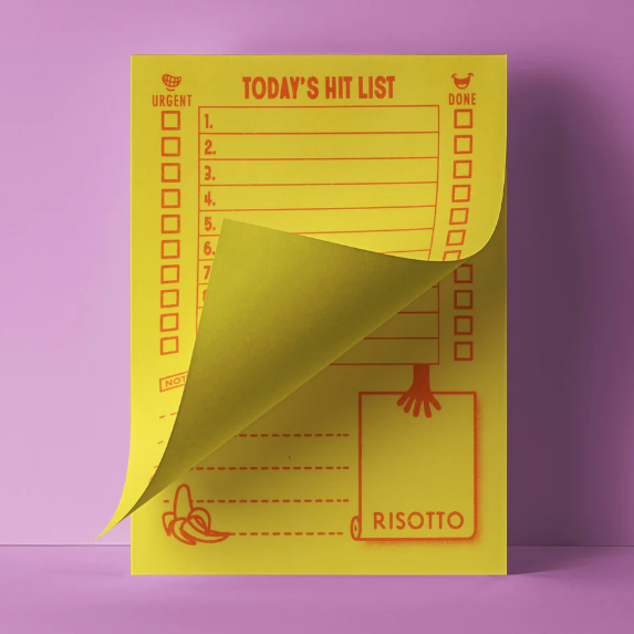 Risotto Studio | Today's Hit List | Yellow Notepad