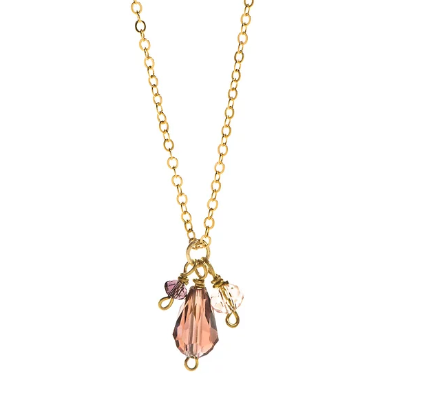 Just Trade | Temple Bead Pear Drop Pendant Rose