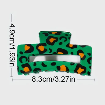 Hair Claw | Leopard Print Green & Orange
