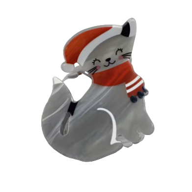 Hair Claw | Christmas | Grey Cat