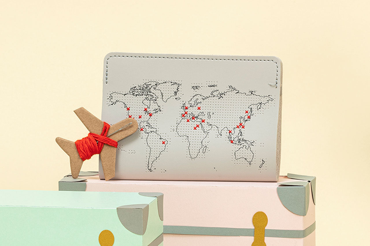 Chasing Threads | Grey Vegan Leather DIY Passport Cover | Sew Where You've Been