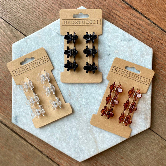 🧡 Multipack Flower Hair Clips | Neutrals 6 Pack