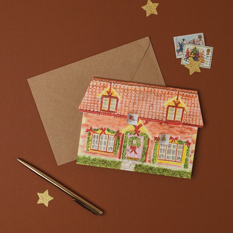 Western Sketch | Christmas Cottage | Advent Calendar Card