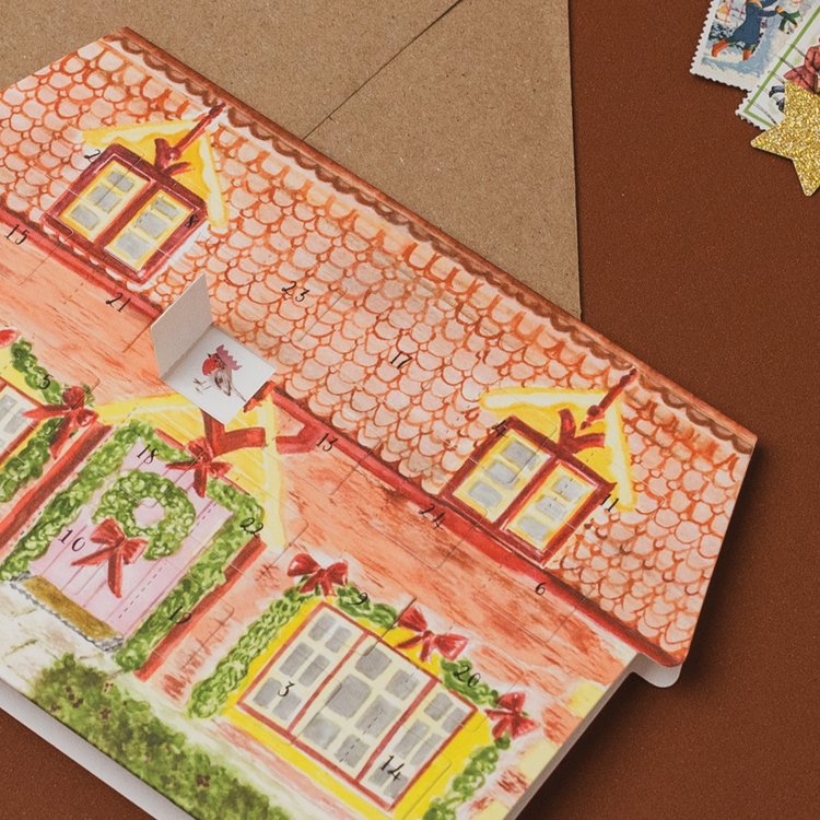 Western Sketch | Christmas Cottage | Advent Calendar Card
