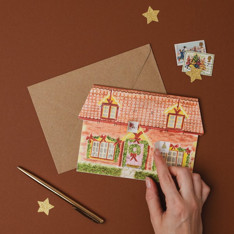 Western Sketch | Christmas Cottage | Advent Calendar Card