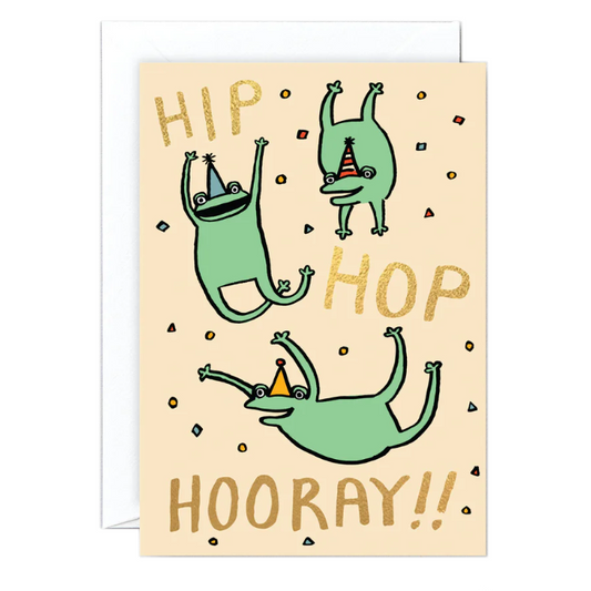 Greetings Card | Frogs| "Hip Hip Hooray"