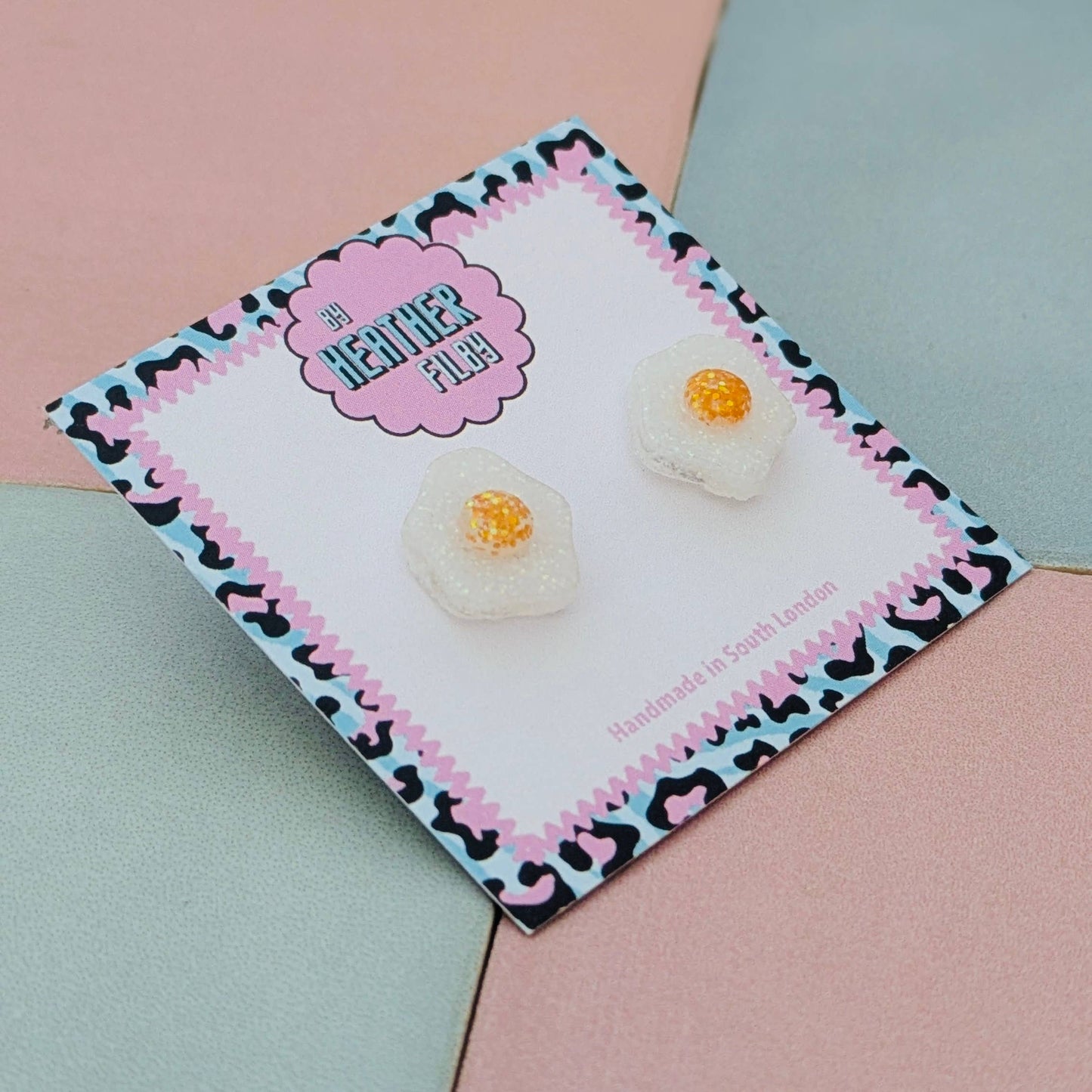 By Heather Filby | Glitter Stud Earrings | Fried Egg