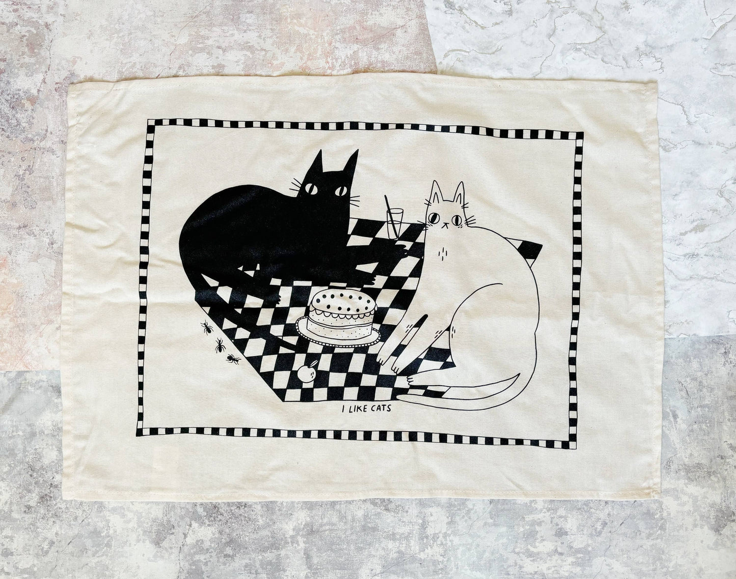 I Like Cats | Cotton Screen Printed Tea Towel | Picnic Cats