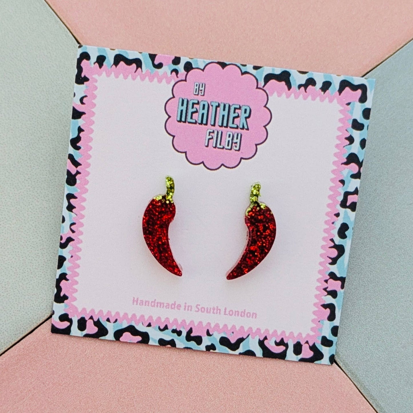 By Heather Filby | Glitter Stud Earrings | Chilli Pepper