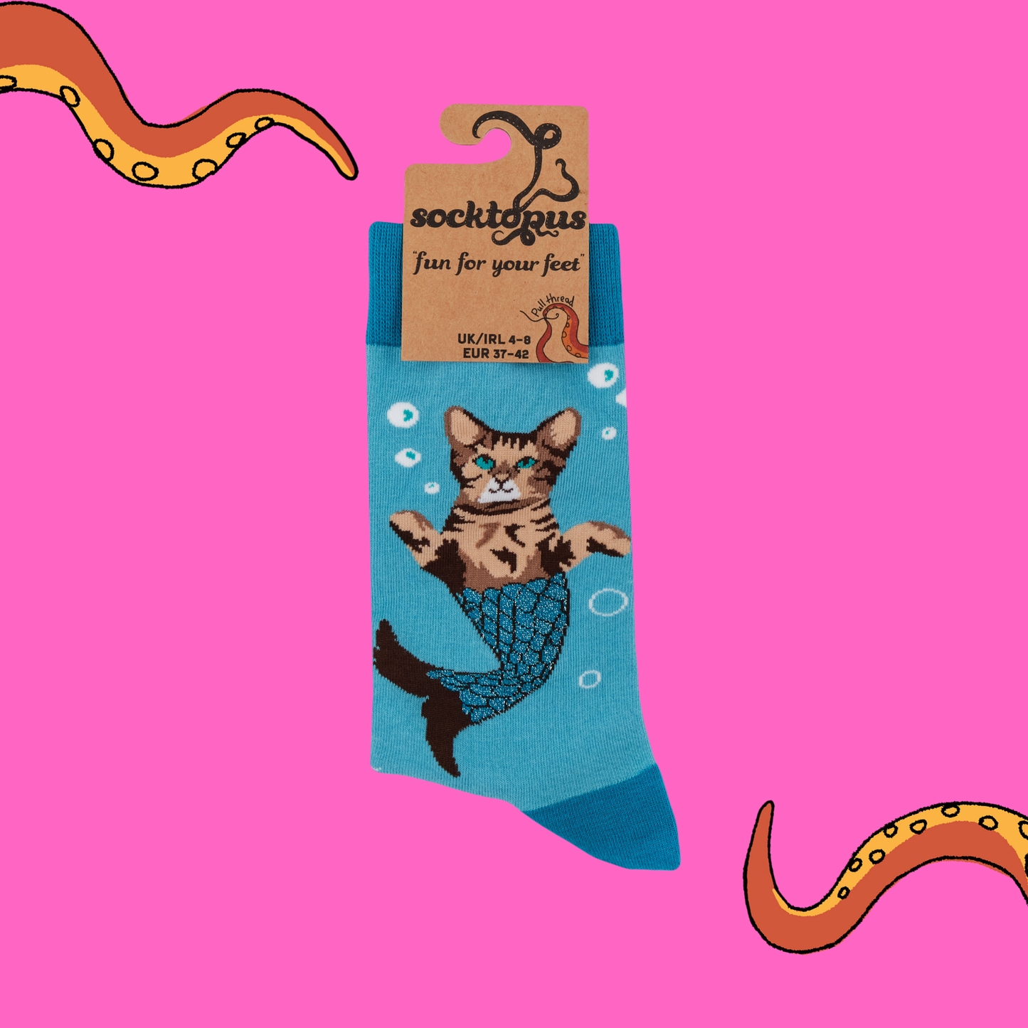 Socktopus | Cat Mermaid Socks - Purr-Maid | S UK 4-8