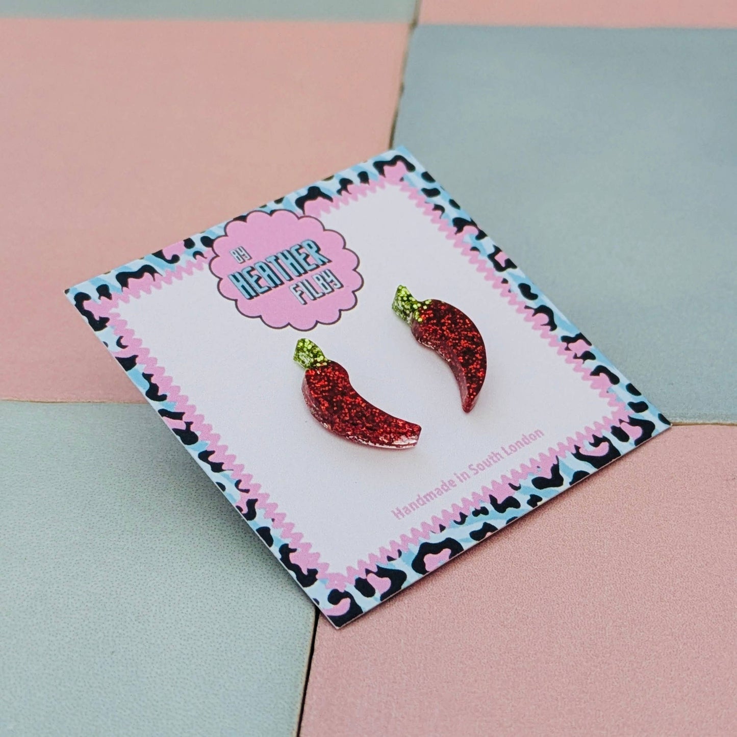 By Heather Filby | Glitter Stud Earrings | Chilli Pepper