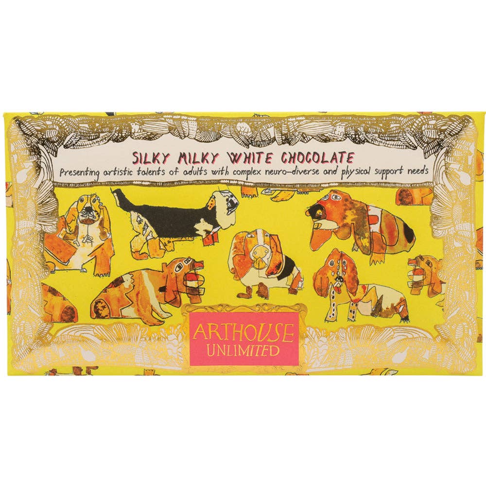 ARTHOUSE Unlimited | Happy Hounds, Silky Milky White Bar Chocolate with Vanilla