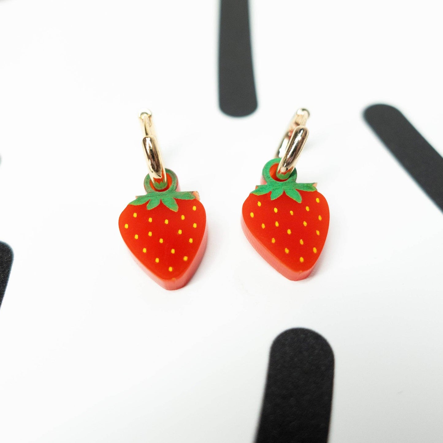 Silly Loaf | Strawberry Huggie Earrings