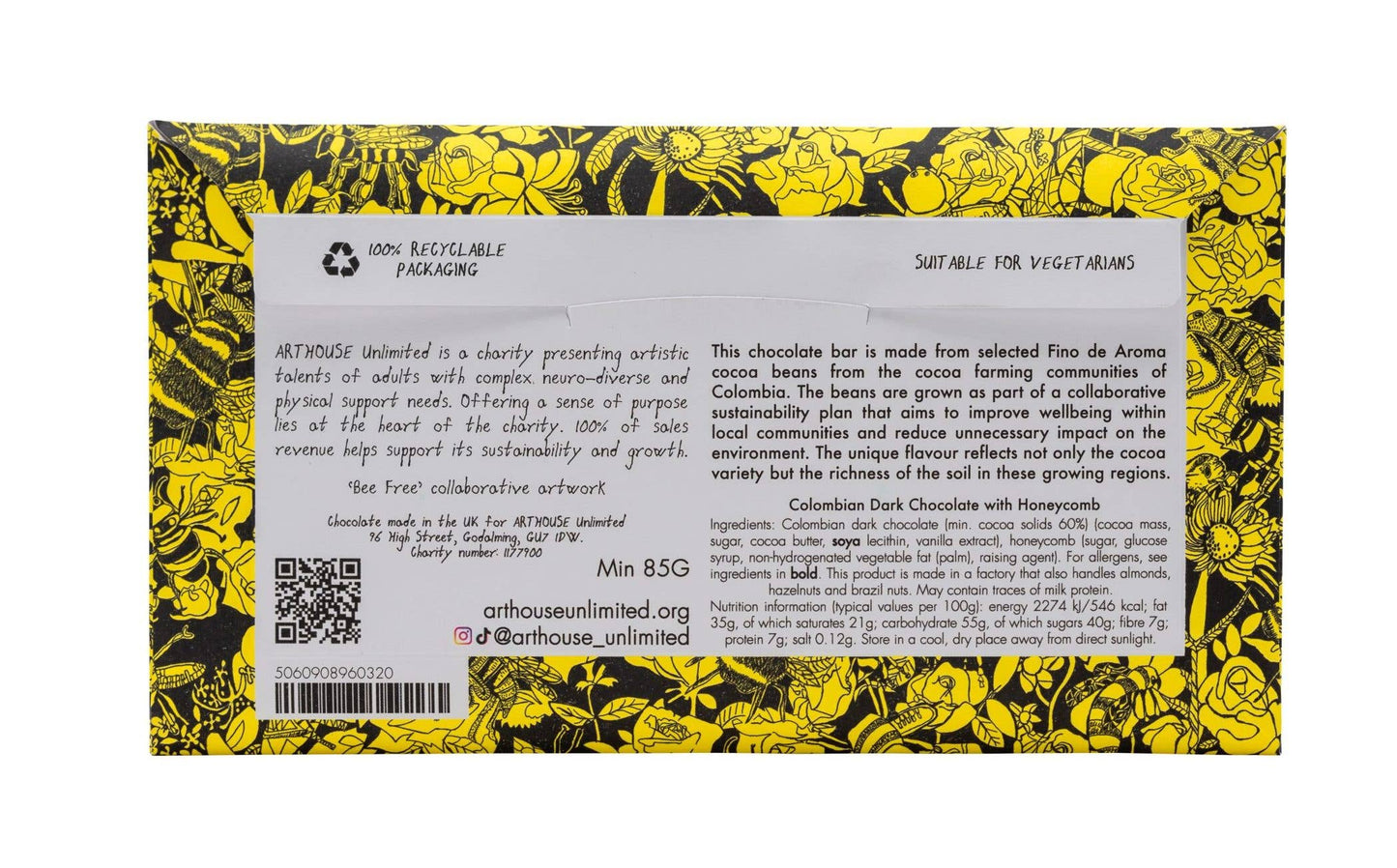 ARTHOUSE Unlimited | Bee Free, Dark Chocolate Bar With Honeycomb