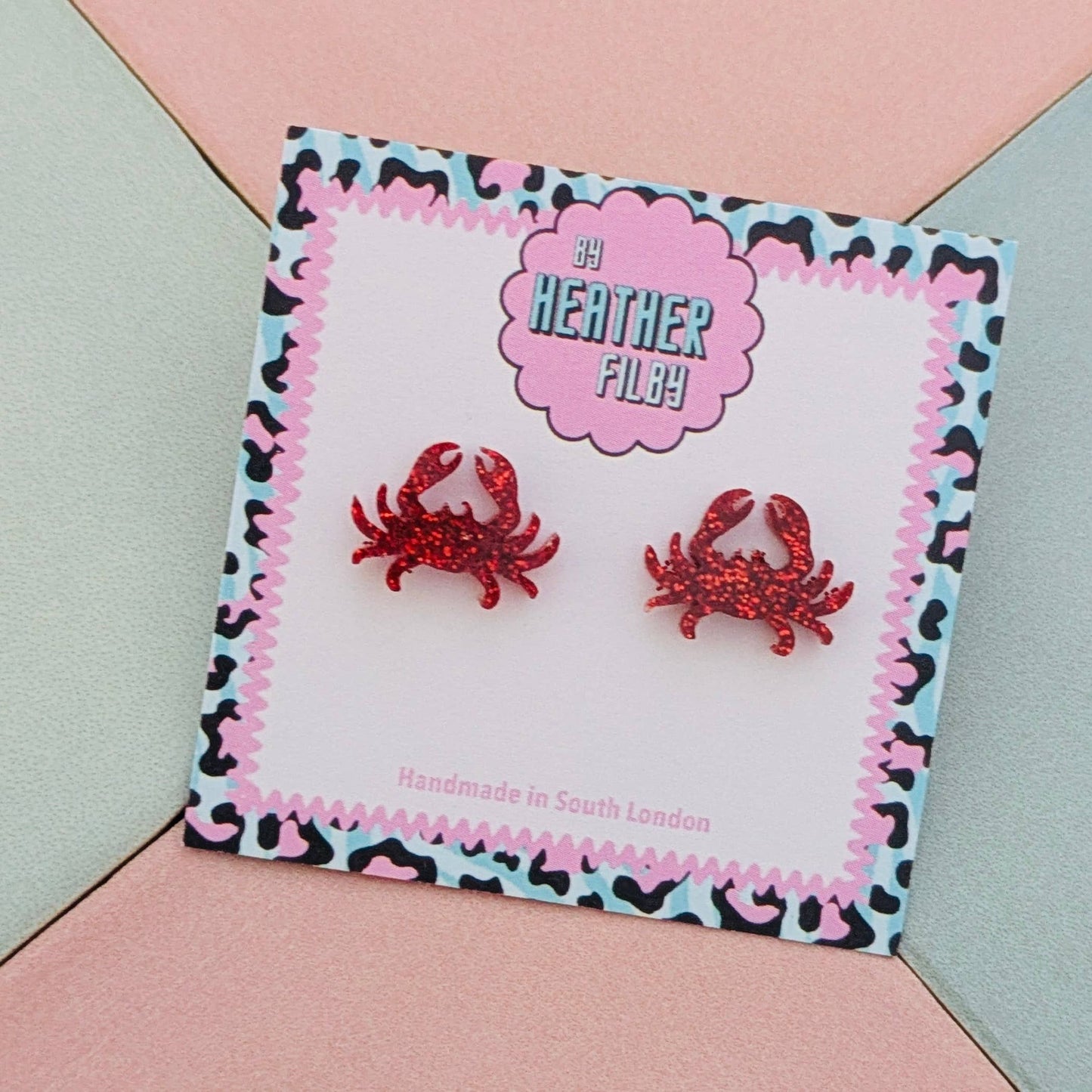 By Heather Filby | Glitter Stud Earrings | Crab