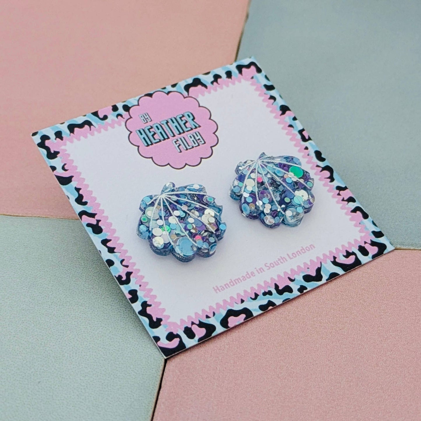 By Heather Filby | Glitter Stud Earrings | Shell (Coral)