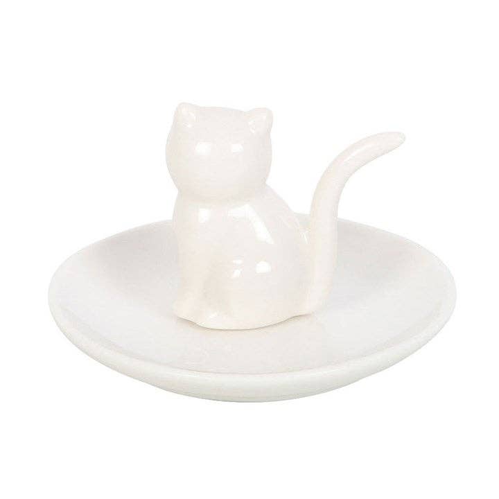 White Cat Trinket Dish & Ring Holder