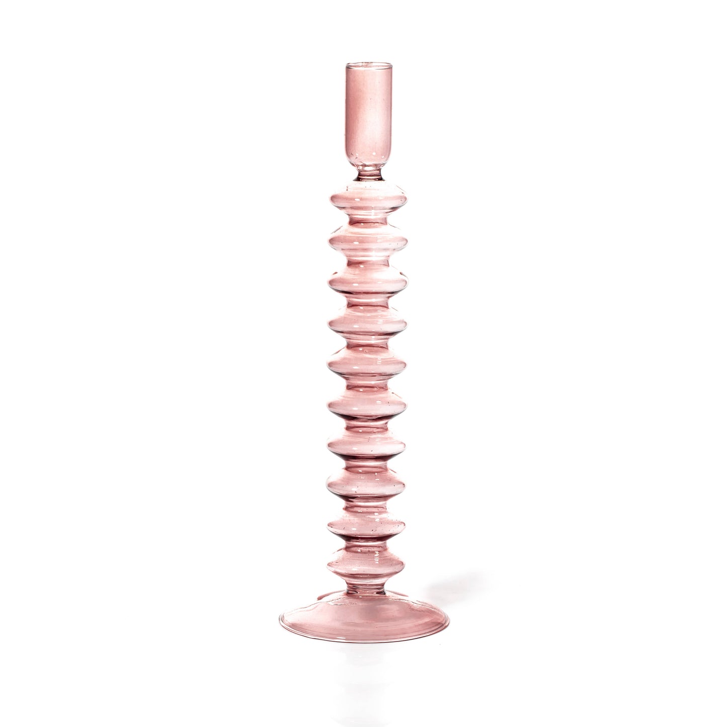 MÆGEN | Taper Coloured Glass Candle Holder | Rose Quartz