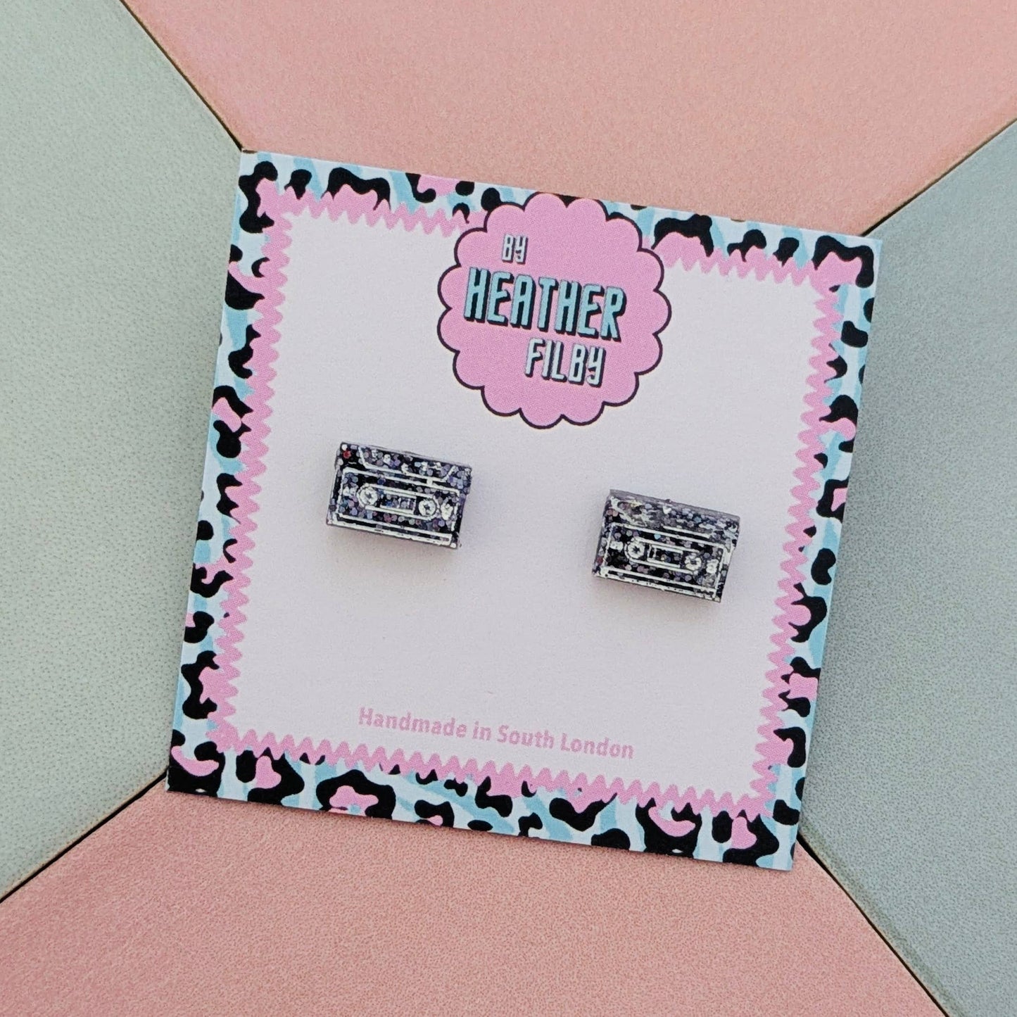 By Heather Filby | Glitter Stud Earrings | Cassette