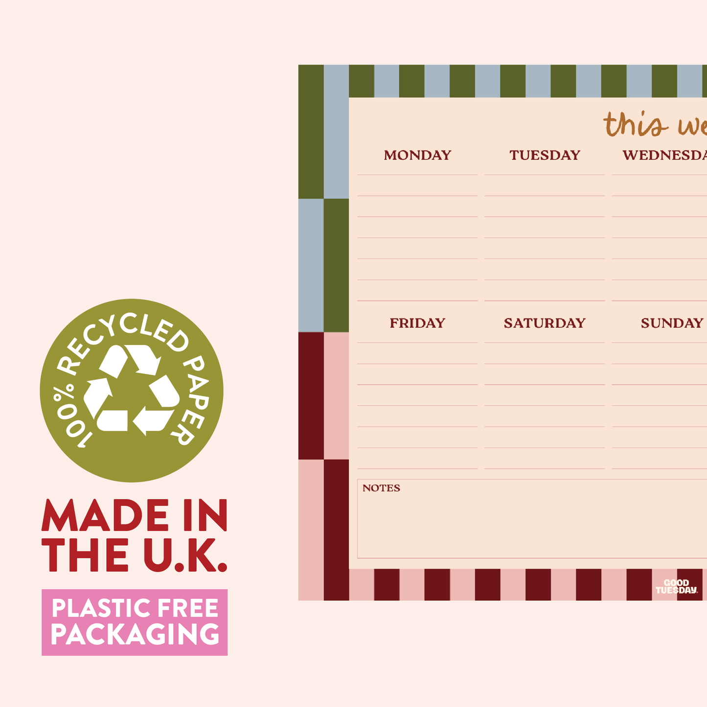 Good Tuesday | A4 Weekly Planner Pad | Boho Nouveau