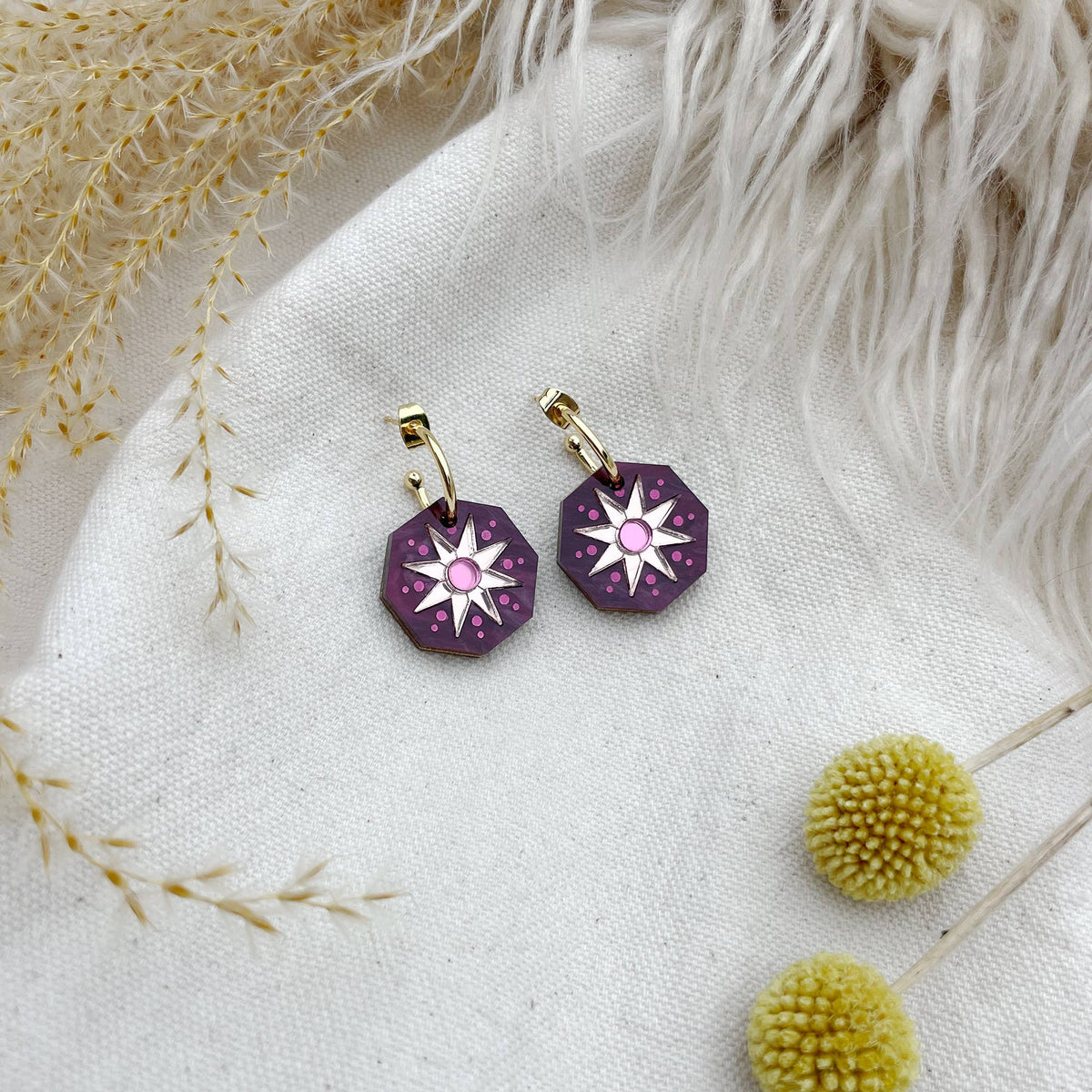 Rosa Pietsch | Seren Geo Star Hoop Earrings | Wine