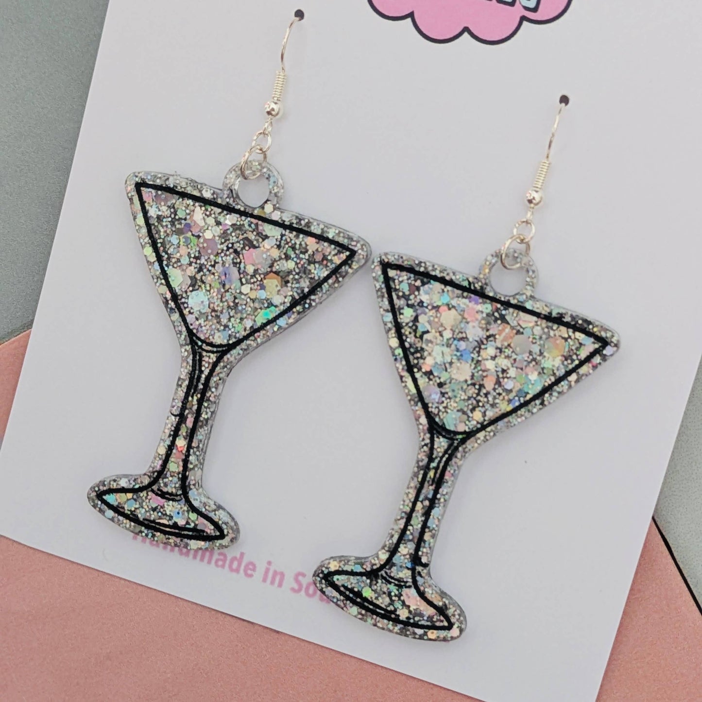 By Heather Filby | Glitzy Glitter Earrings | Martini Glass
