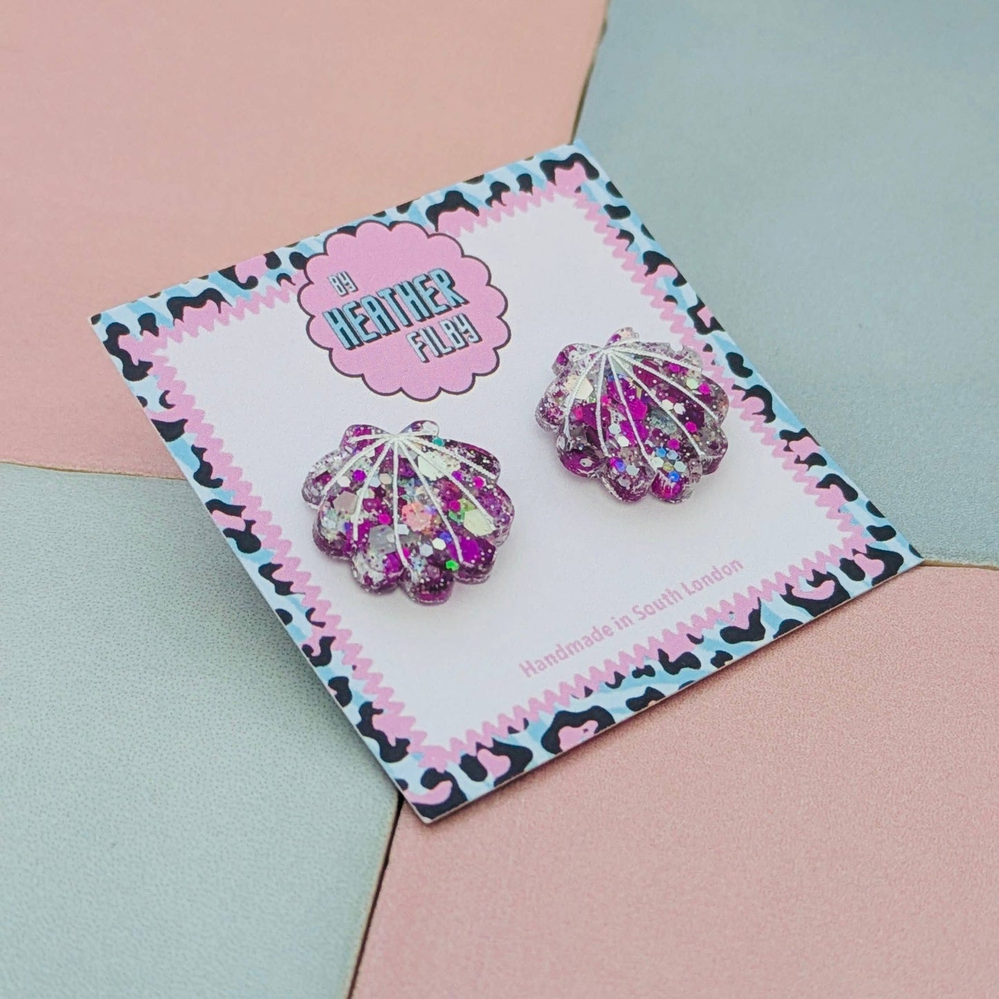 By Heather Filby | Glitter Stud Earrings | Shell (Coral)
