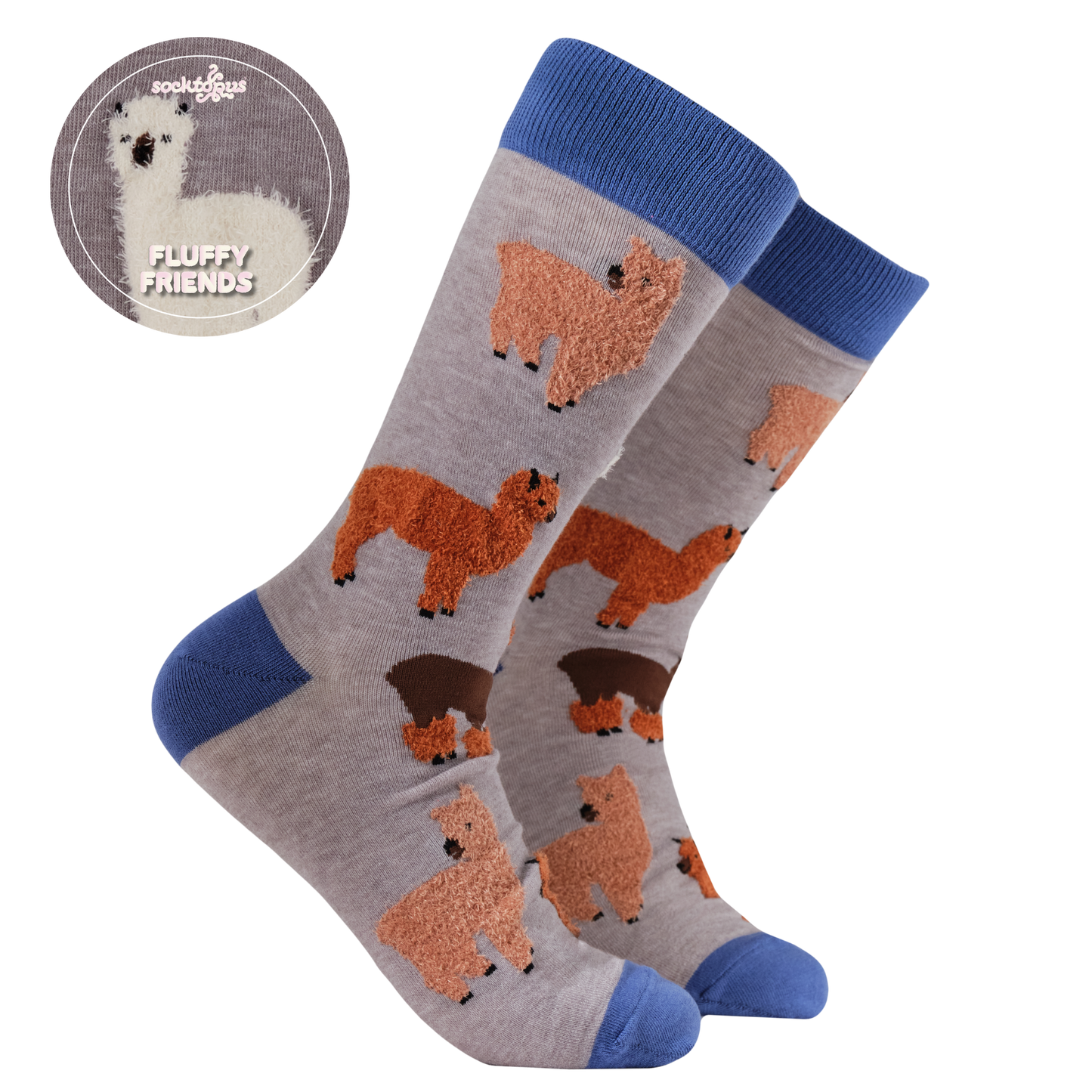 Socktopus | Fluffy Alpaca Socks | Grey | L UK 9-12
