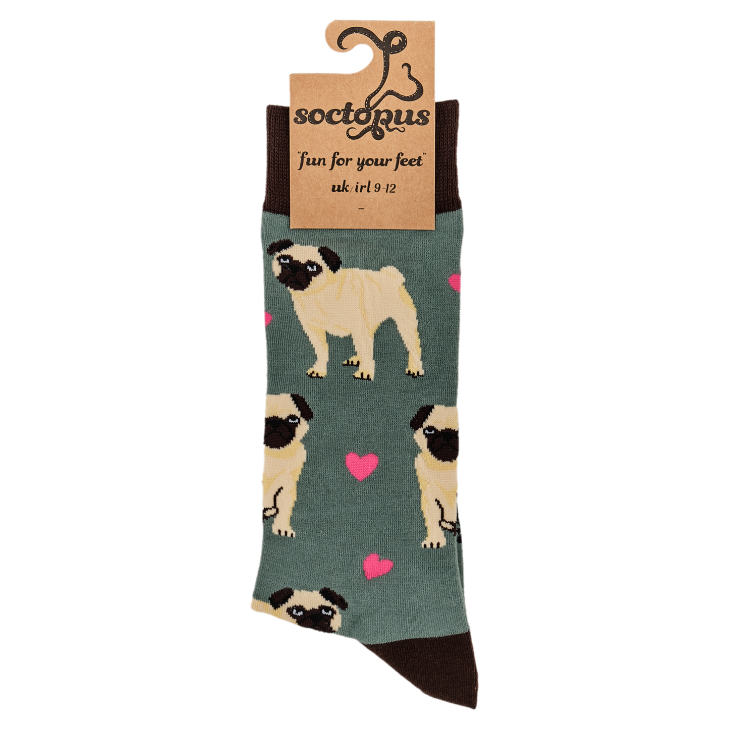 Socktopus | Pug Love Green | L UK 9-12