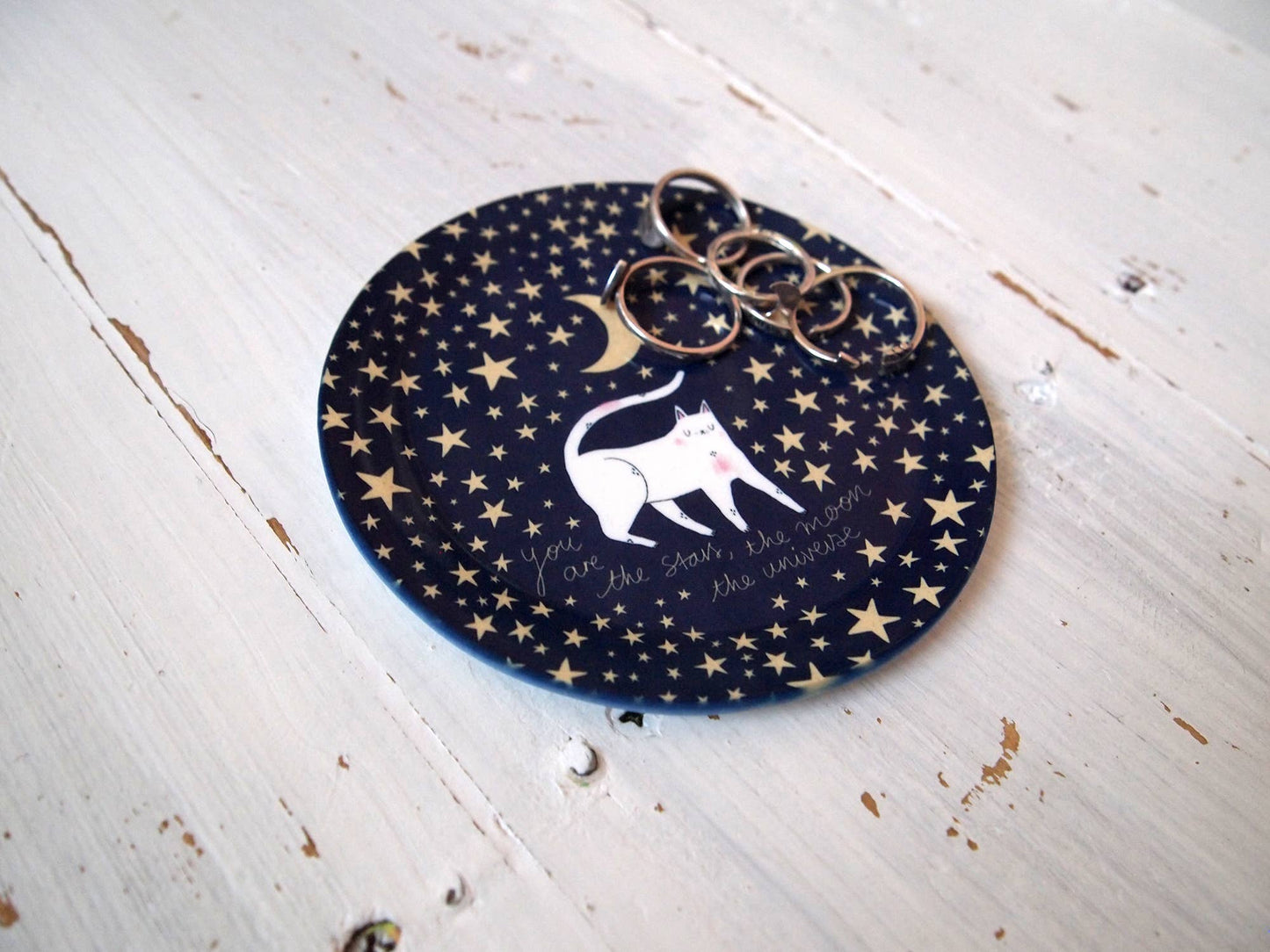 I Like Cats | Trinket Dish | Cat moon & stars