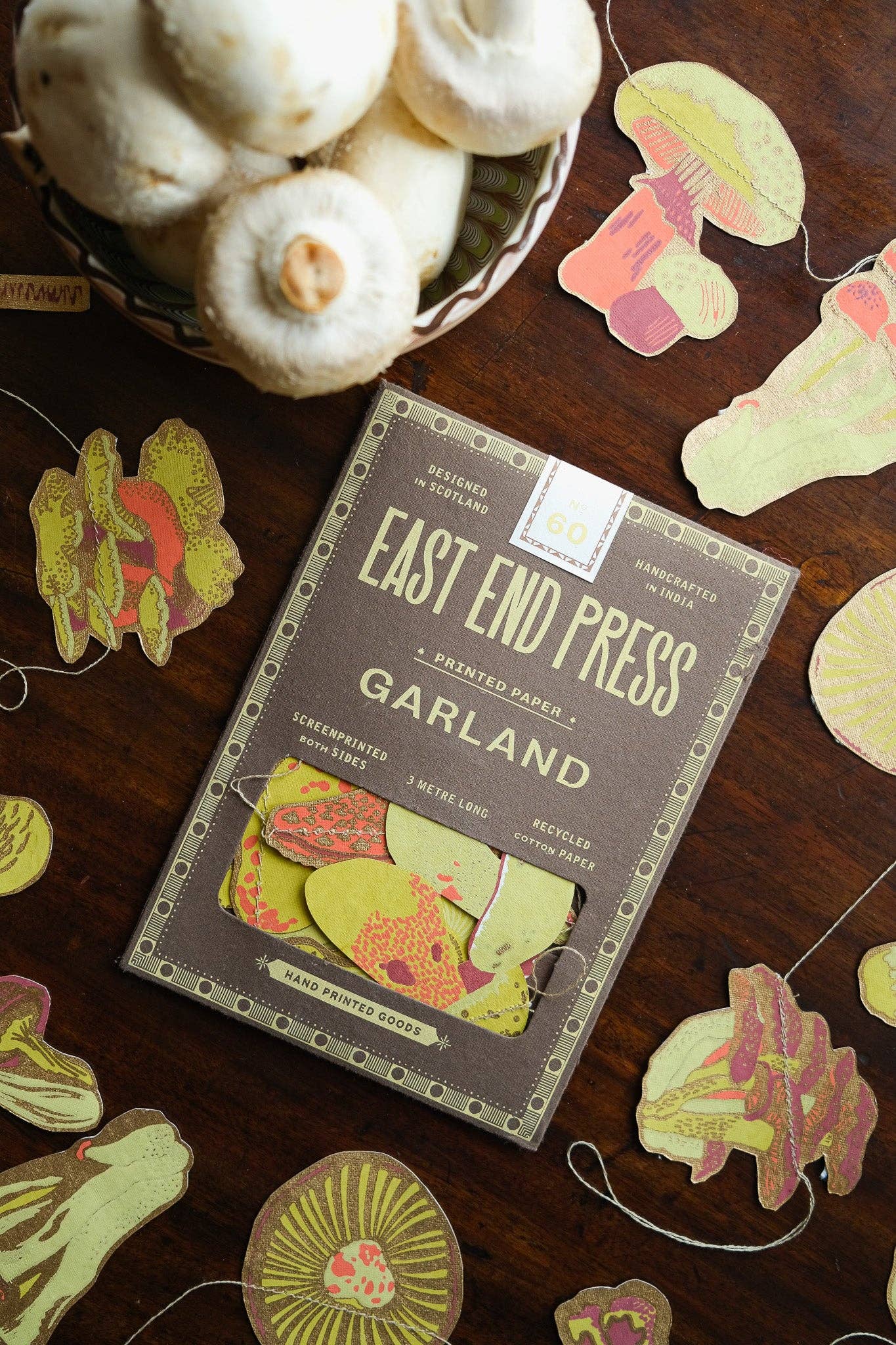 East End Press | Paper Sewn Garland | Mushroom