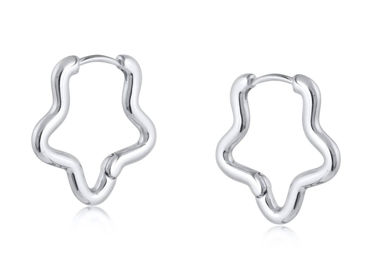 Big Metal London | Soraya Organic Squiggle Shape Hoop Earrings | Silver