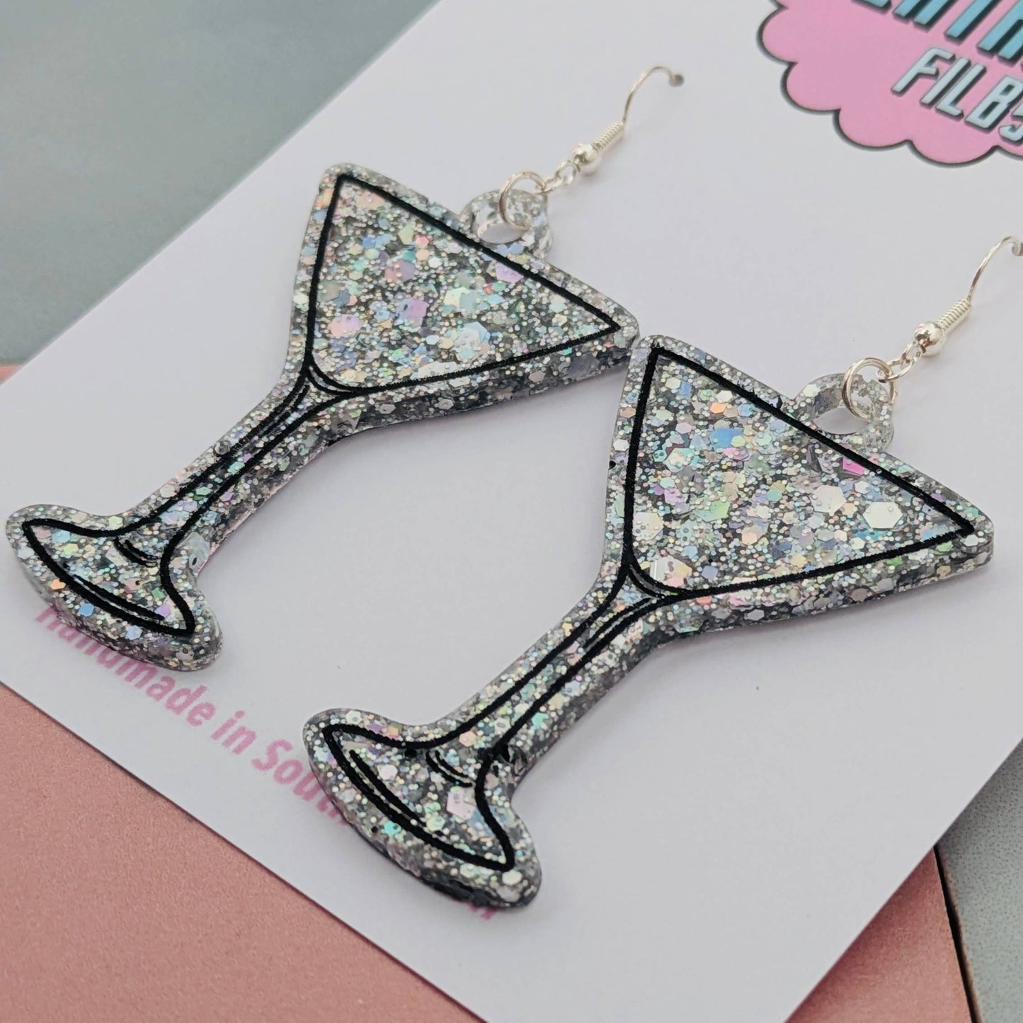 By Heather Filby | Glitzy Glitter Earrings | Martini Glass