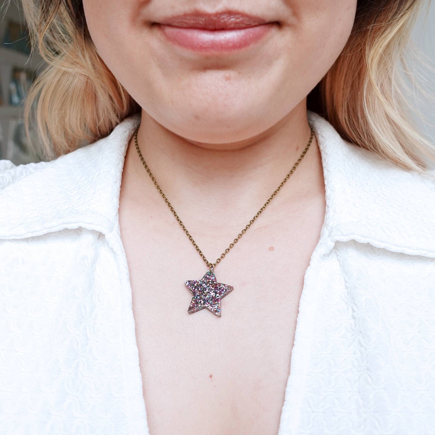 Silly Loaf | Mini Necklace | Glitter Star Rainbow