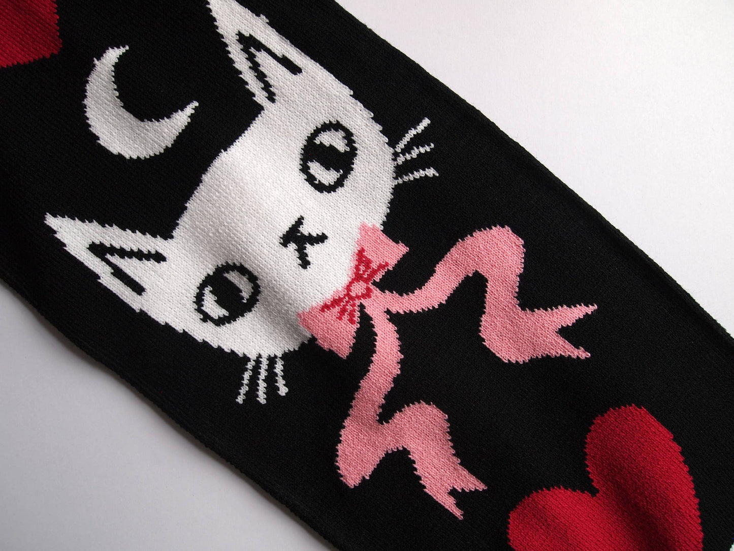 I Like Cats | I like cats knitted scarf, black scarf with cats