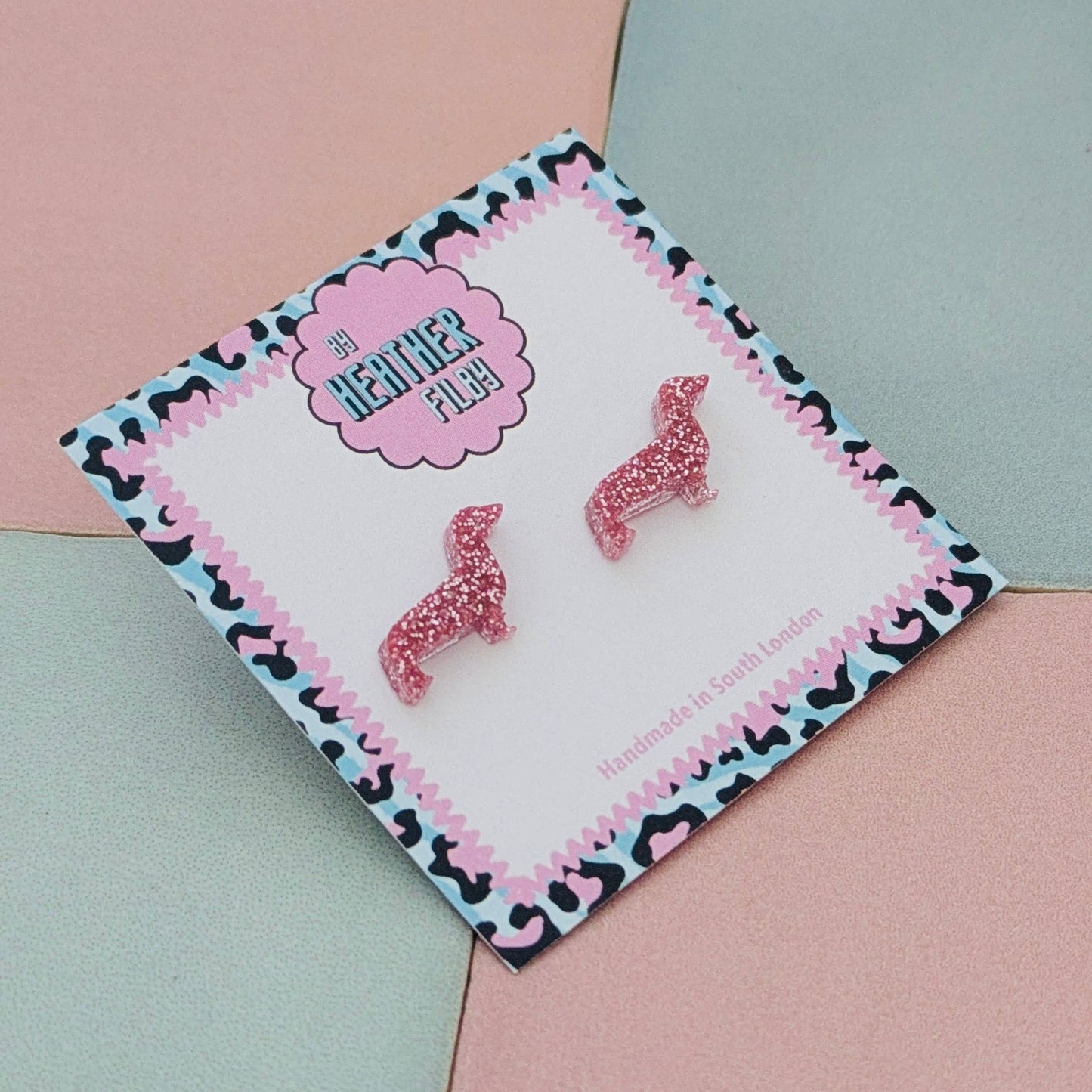 By Heather Filby | Glitter Stud Earrings | Sausage Dog