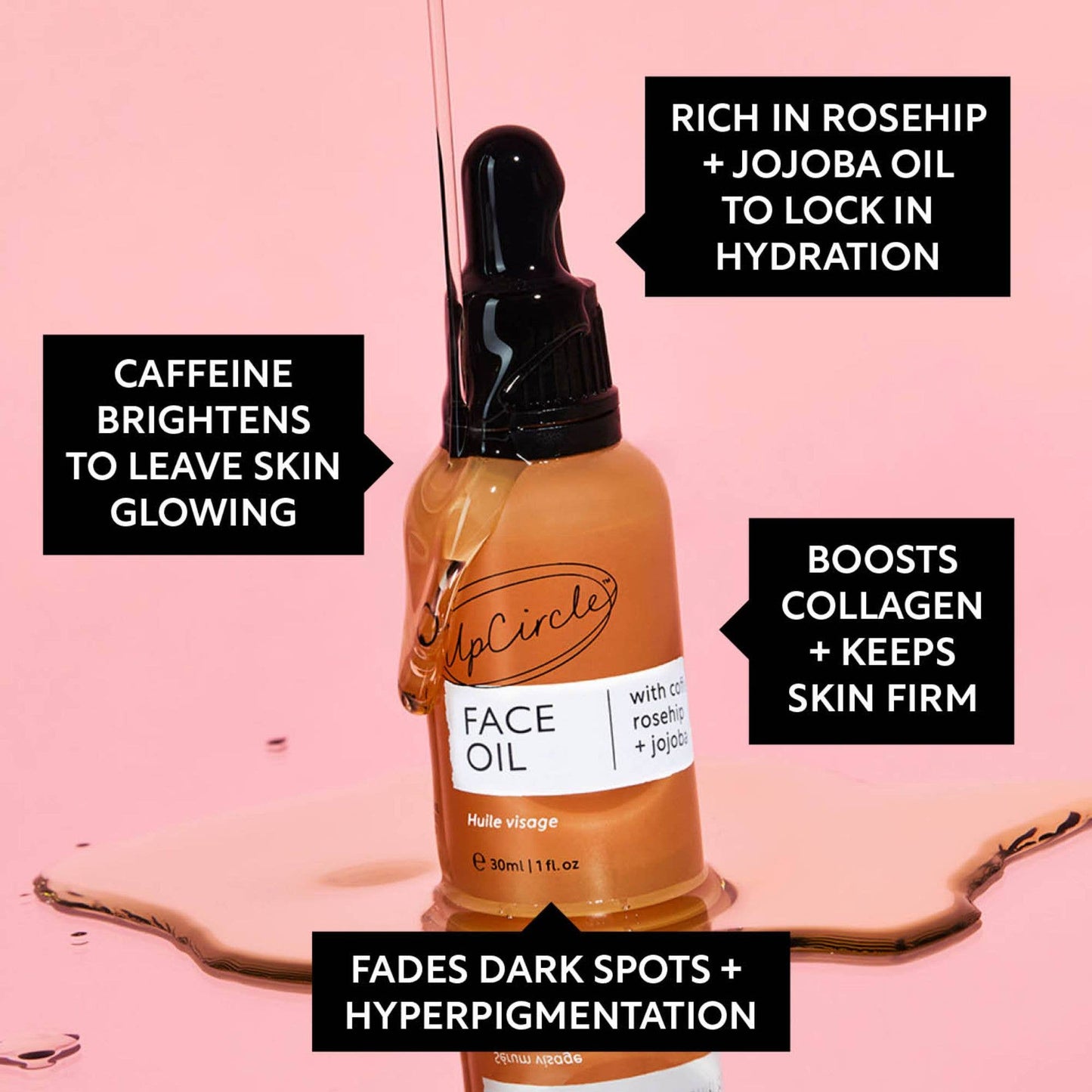 UpCircle | Face Oil | Collagen Boosting Vegan Organic Coffee + Rosehip | 10ml / Travel