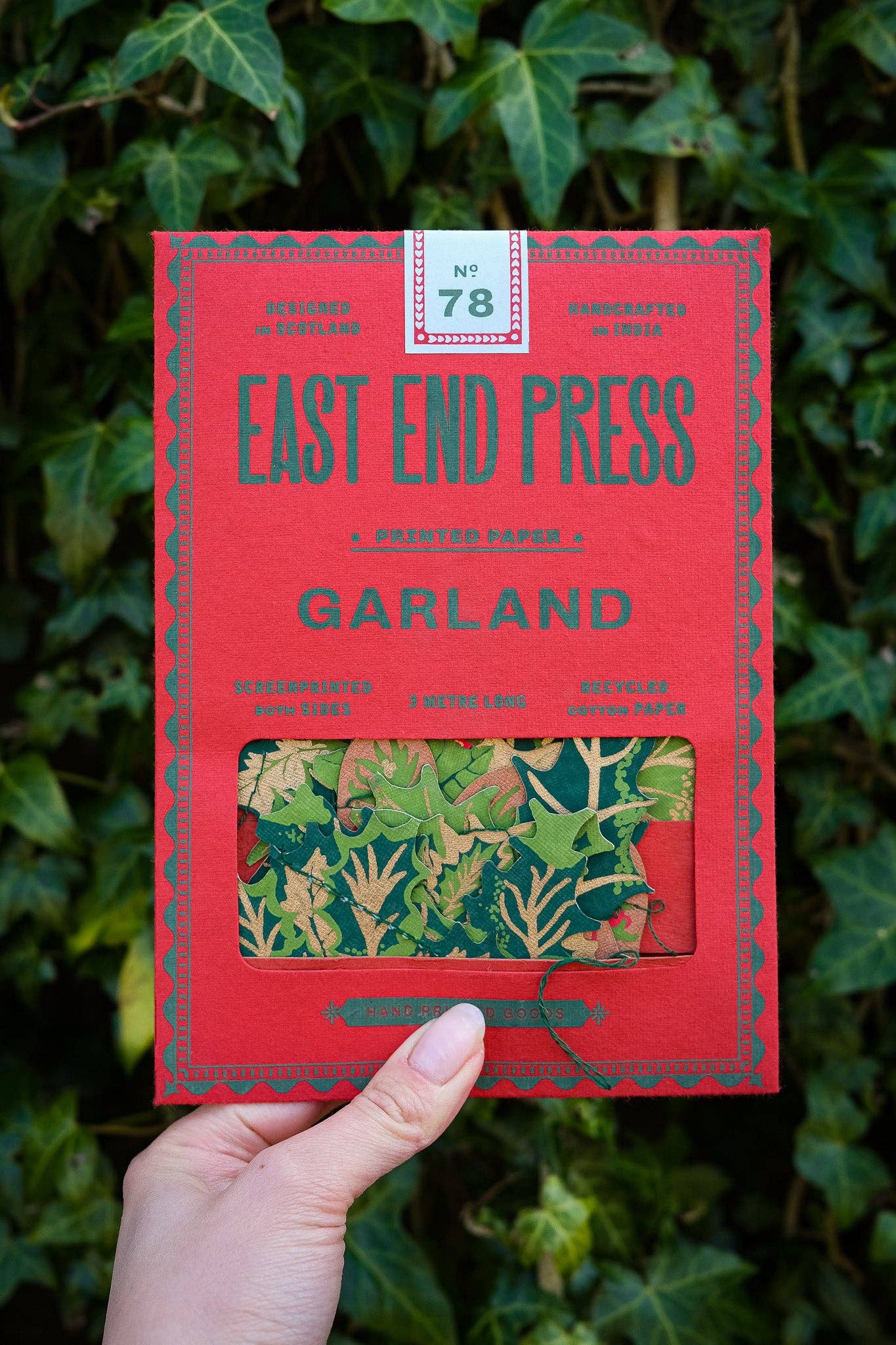 East End Press | Sewn Paper Garland | Holly & Ivy