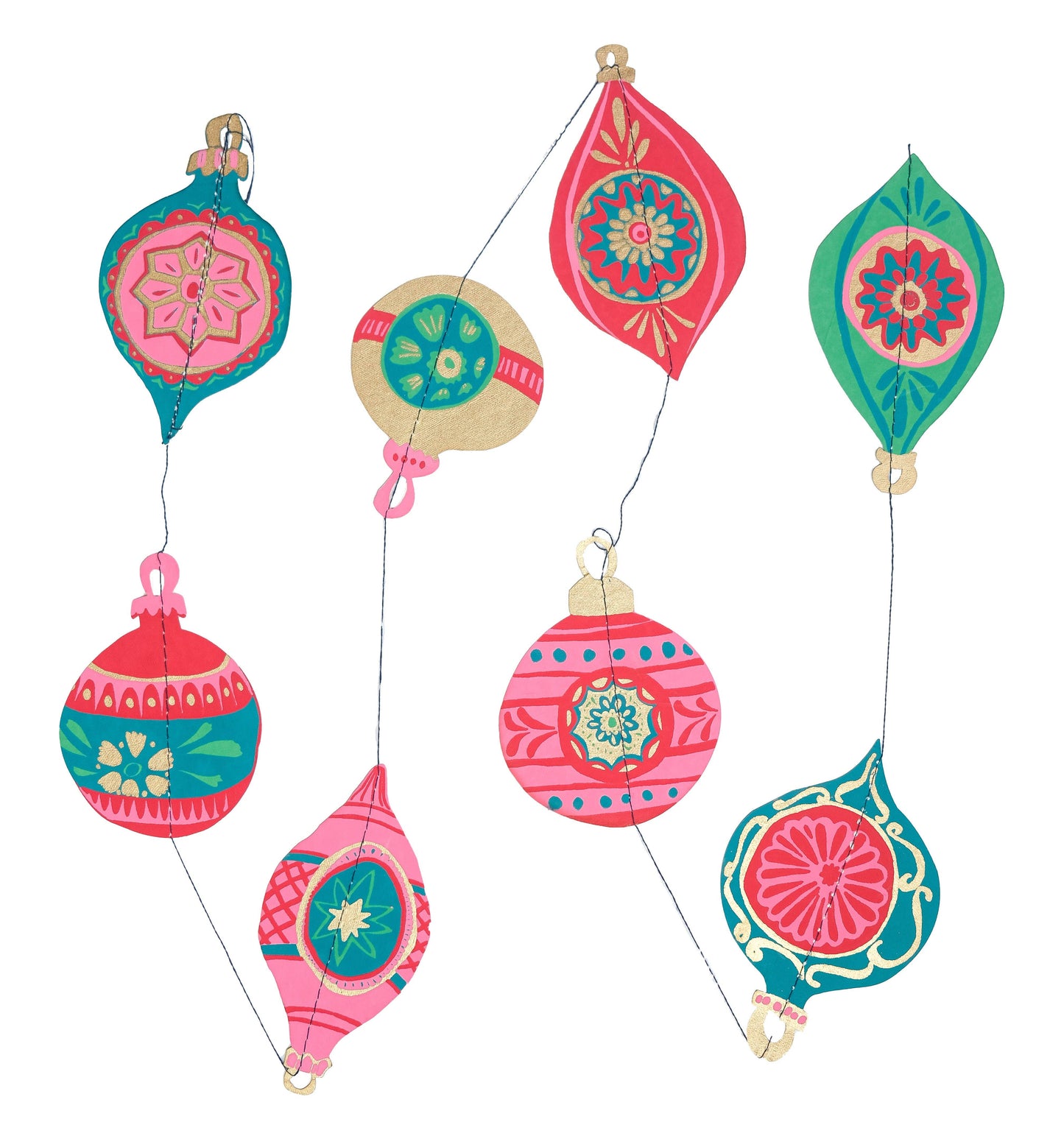 East End Press | Sewn Paper Vertical Wall Hanging | Baubles