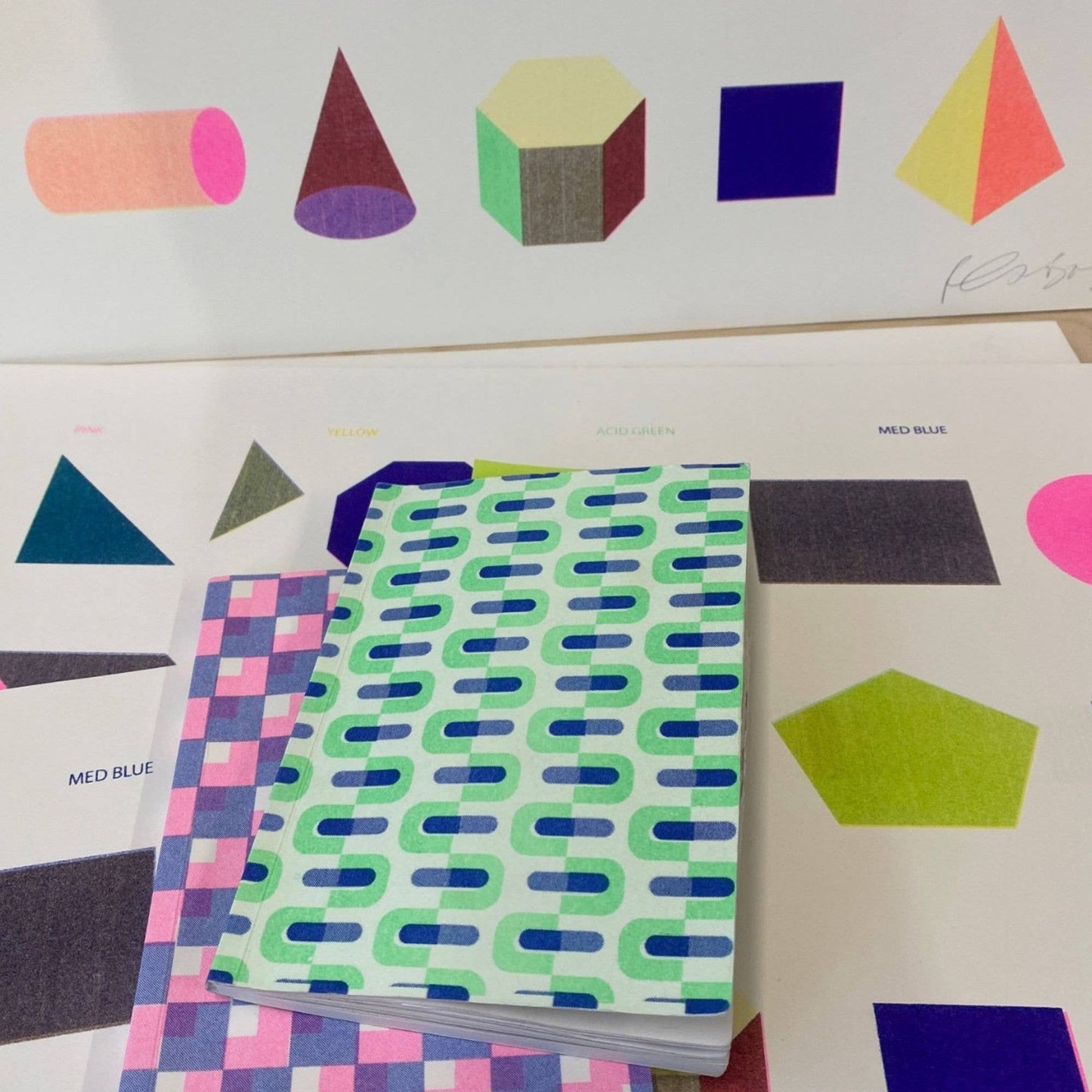 Petra Boase | Set of 2 Notebooks | Blue/Hot Pink Risograph Covers.