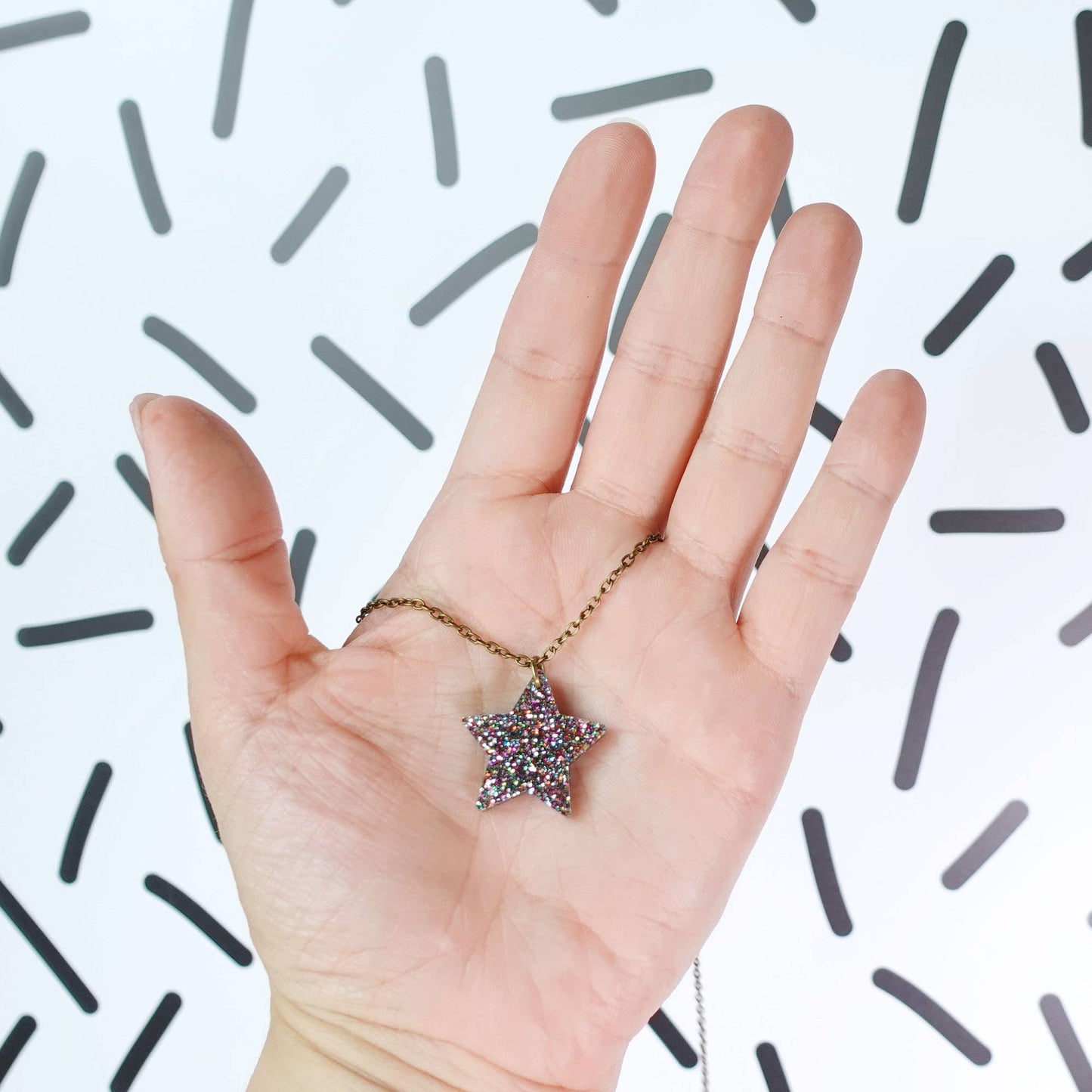 Silly Loaf | Mini Necklace | Glitter Star Rainbow