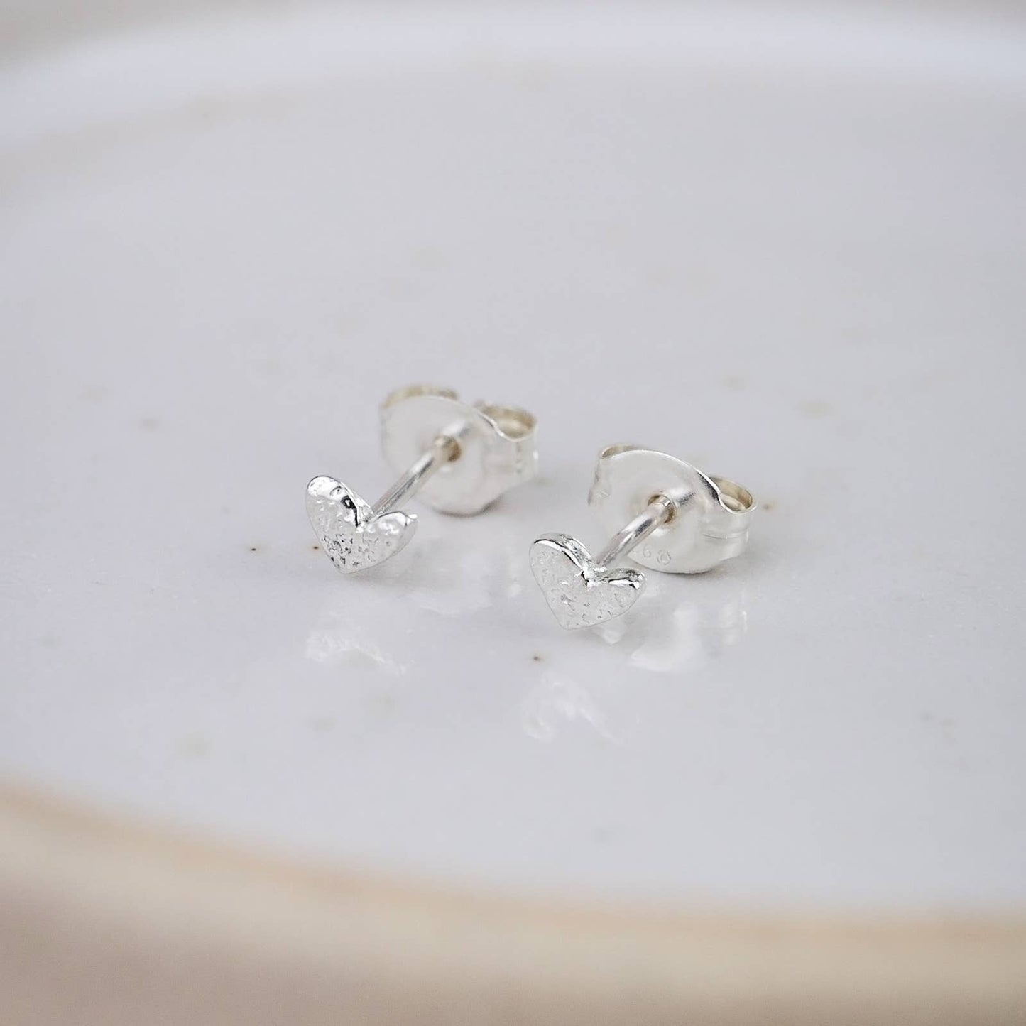 Lucy Kemp Jewellery | Sterling Silver Mini Studs | Abstract Heart