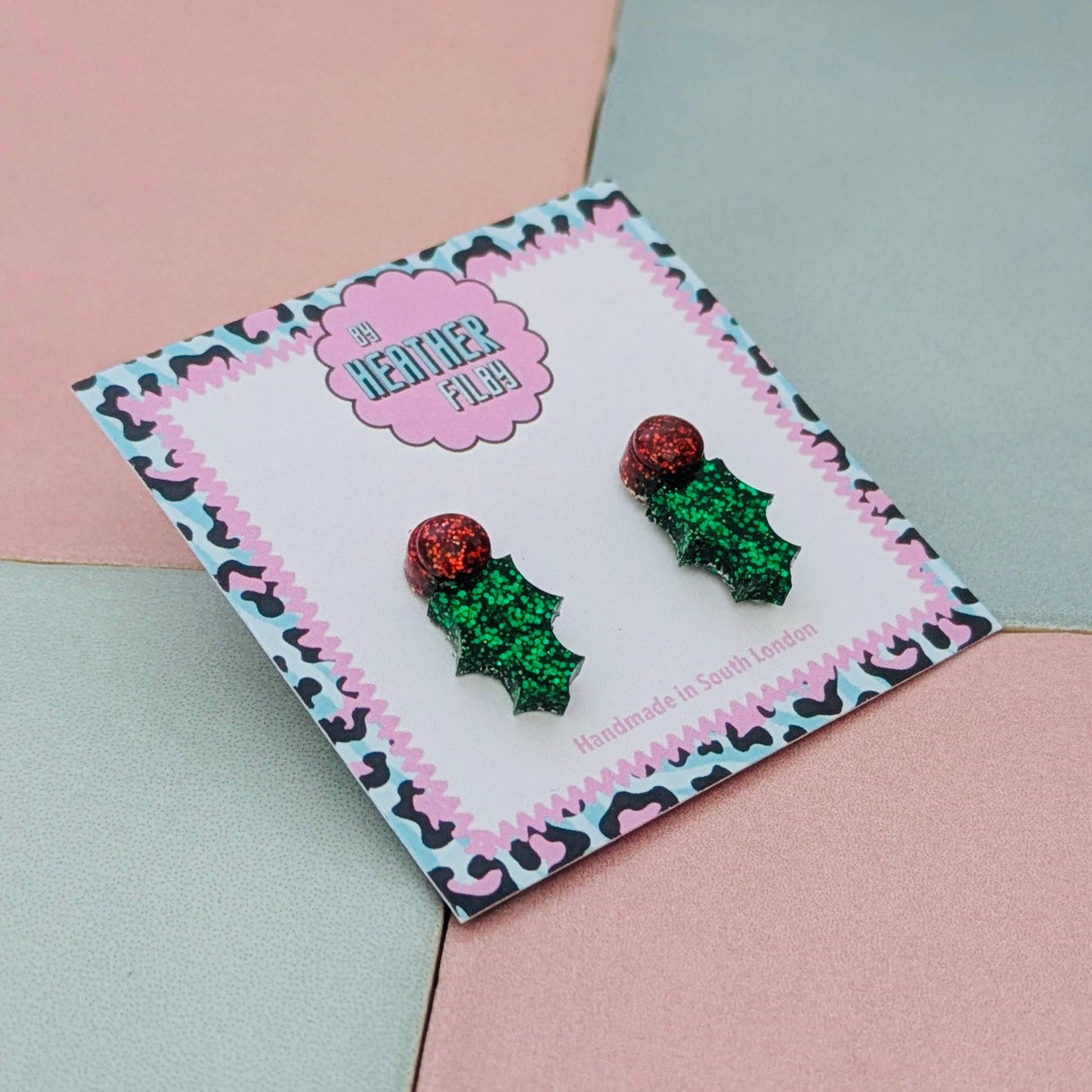 By Heather Filby | Glitter Stud Earrings | Holly