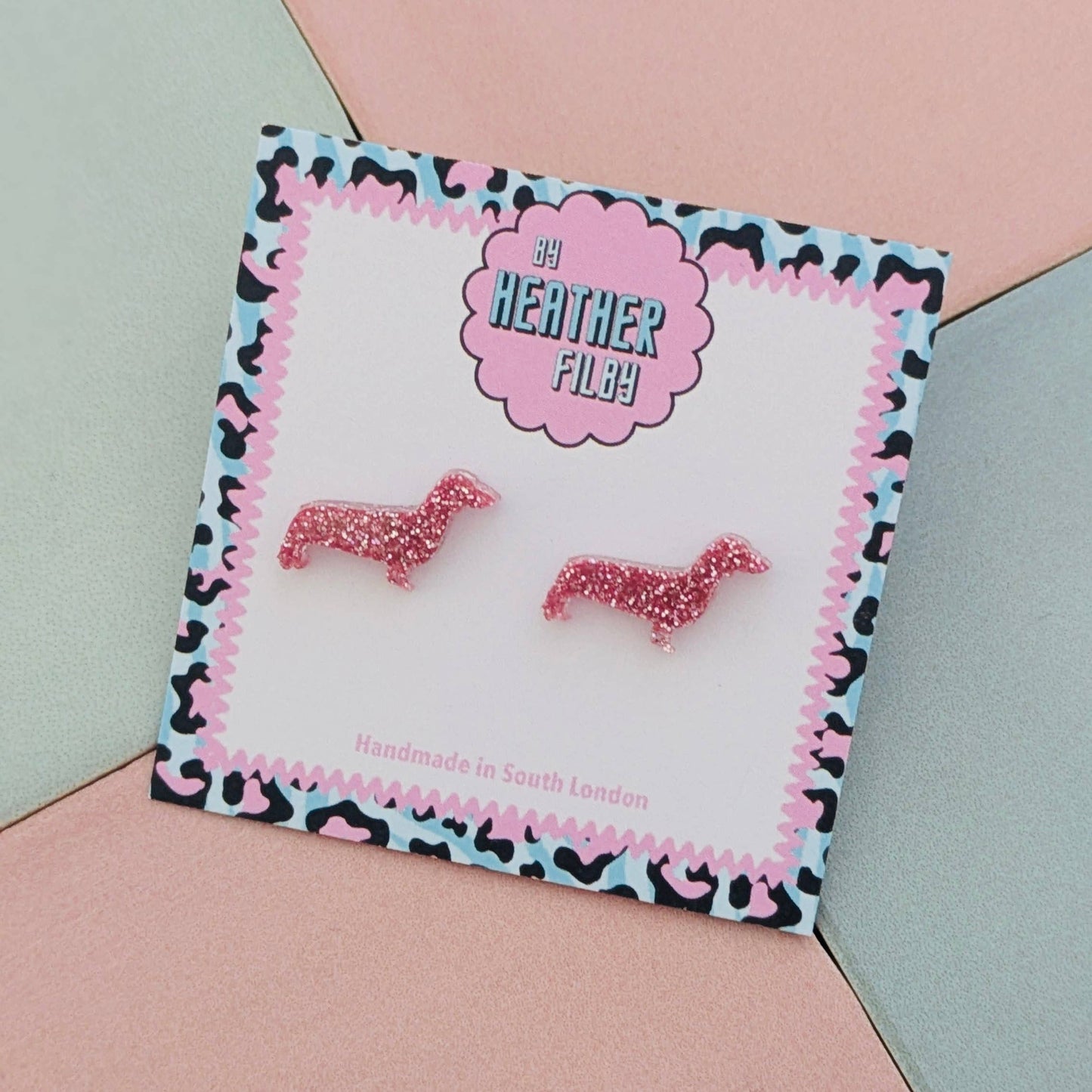 By Heather Filby | Glitter Stud Earrings | Sausage Dog