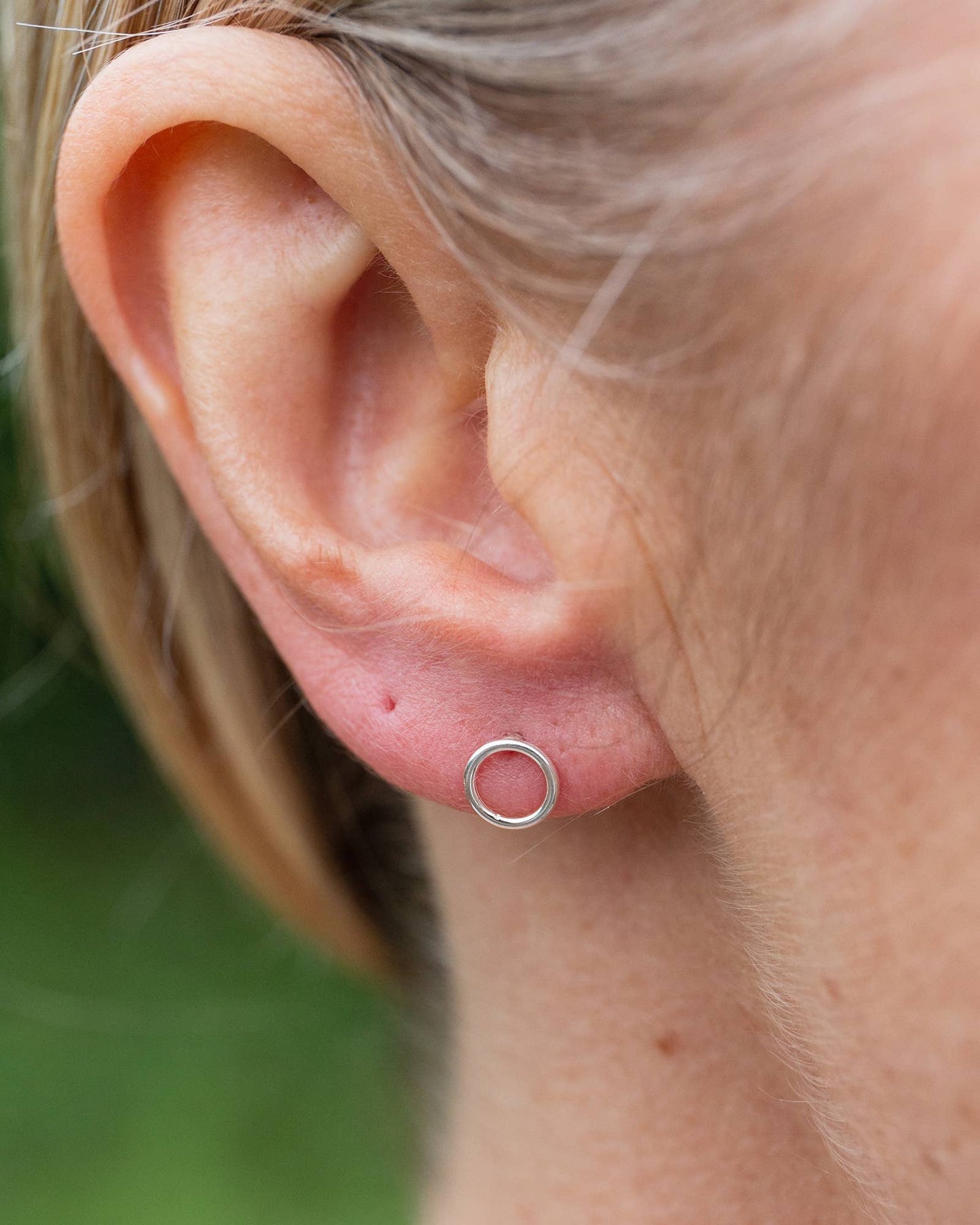Lucy Kemp Jewellery | Sterling Silver Mini Studs | Geo Circle