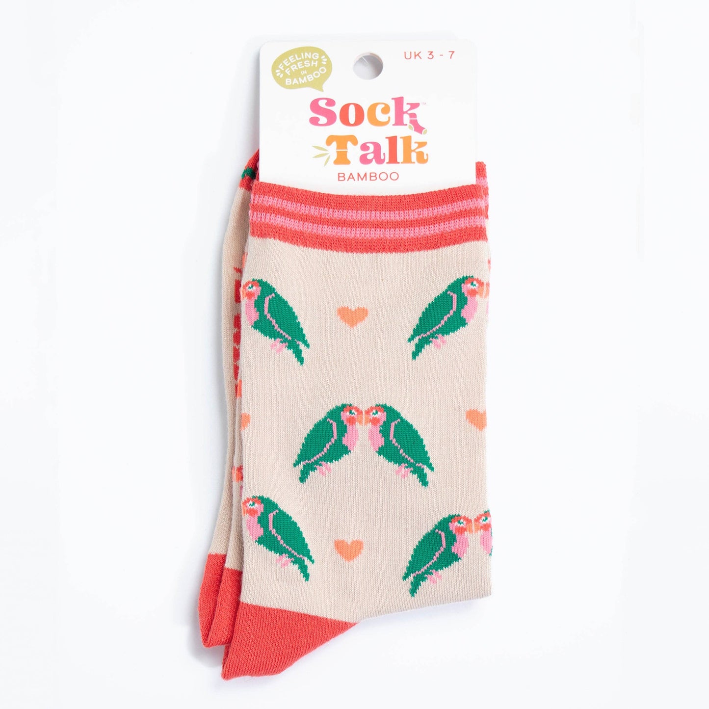 Sock Talk | Women's Socks - Cream, Lovebirds and Hearts | UK 3-7 | EU 36-40