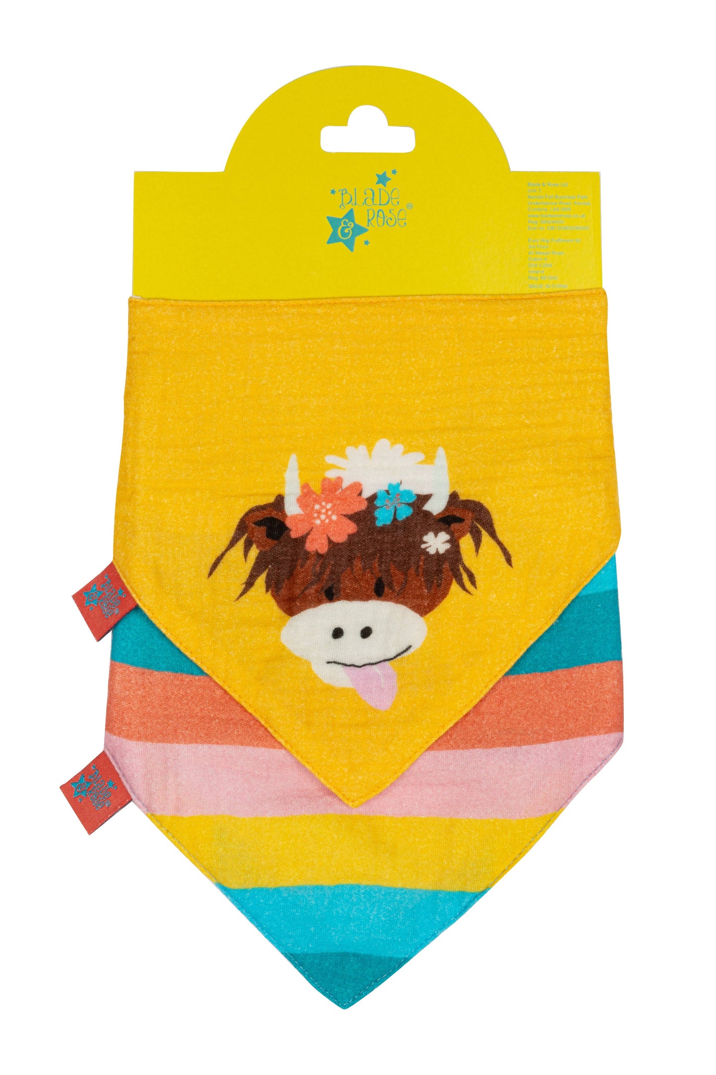 Blade & Rose | Bonnie Highland Cow Muslin Bibs 2 Pack