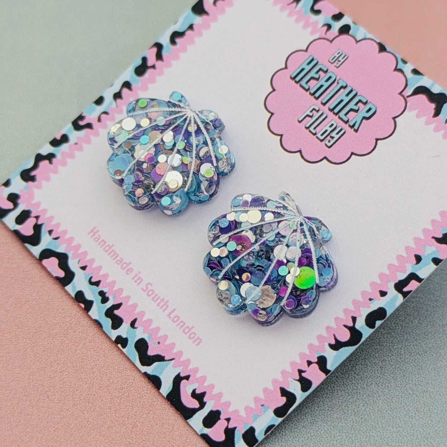 By Heather Filby | Glitter Stud Earrings | Shell (Coral)