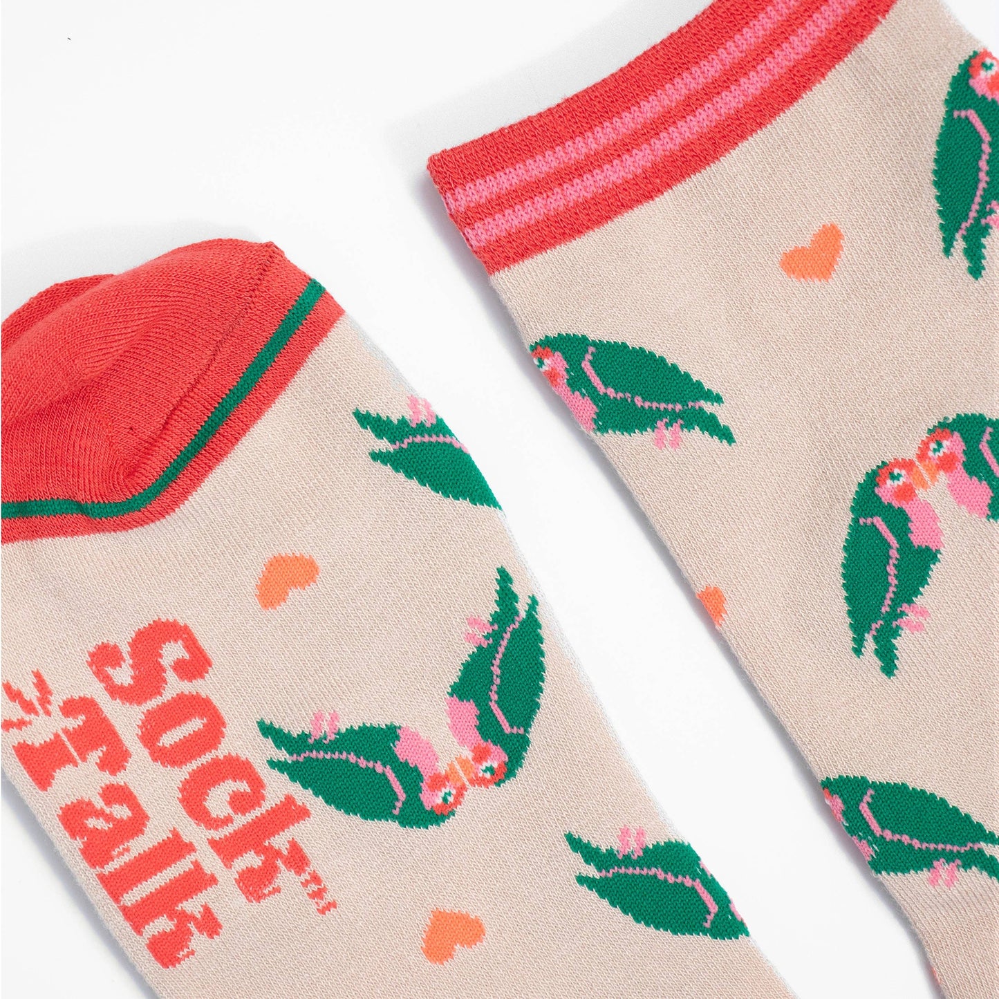 Sock Talk | Women's Socks - Cream, Lovebirds and Hearts | UK 3-7 | EU 36-40