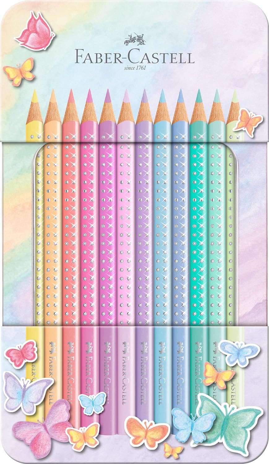 Faber-Castell | Pastel Pencils Sparkle Tin | Pack of 12